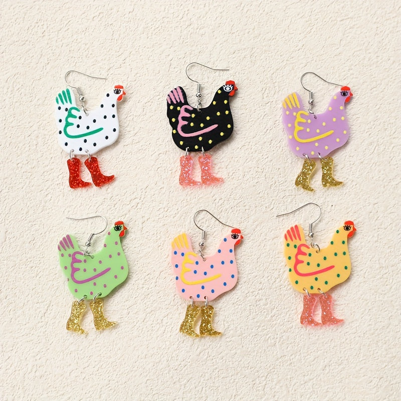 Funny cute chick heels acrylic earrings cartoon chick jewelry party accessories