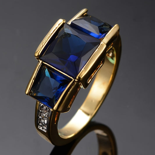 A Luxury Ladies Synthetic Zirconia Wedding Jewelry Ladies Classic Bridal Square Engagement Ring