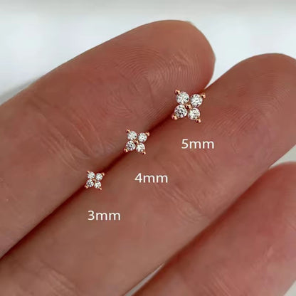 3个优雅小花耳钉18K镀金珠宝女士日常休闲派对生日礼物