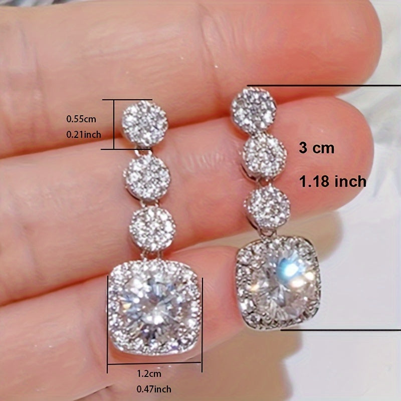 Exquisite Fashion Bridal Wedding Earrings Sparkling Stone Hanging Earrings 925 Silver Plated Earrings Jewelry