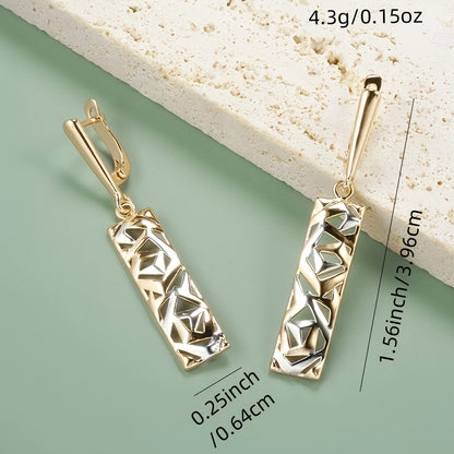 A Pair of Stylish Geometric Hollow Pendant Earrings Gold Silver Tone Wedding Fashion Jewelry
