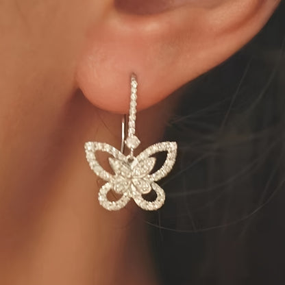 Exquisite micro-zircon butterfly hanging earrings, suitable for girls, sweet and fashionable, suitable for parties and daily wear