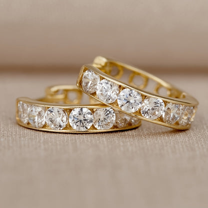 A pair of 18K gold plated ring earrings, exquisite zircon inlaid women's earrings, daily wear fashion accessories