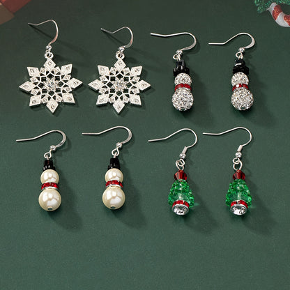 Christmas earrings Christmas tree snowman snowflake design pendant earrings cute party style cute Christmas earrings