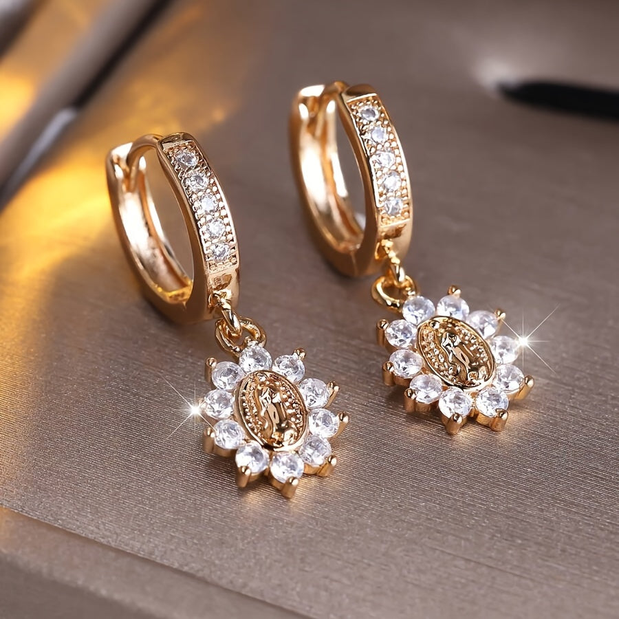 An elegant and luxurious Women's pendant set, suitable for engagement and wedding occasions, copper ear pins, non-feather design, suitable for all seasons