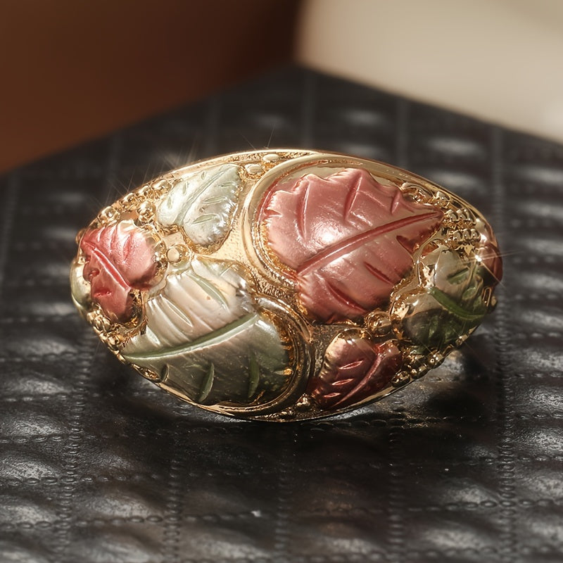 An antique bohemian 14K gold-plated copper ring with a unique design, handmade in three colors, suitable for daily wear and gift giving, unset, suitable for all seasons - Christmas Holiday Jewelry