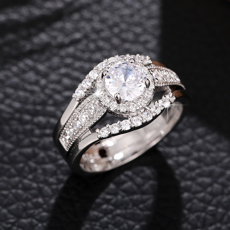 Classic Ladies Ring Silver Paw Set Zirconia Ring Princess Romantic Wedding Party Jewelry Everyday Casual Accessories