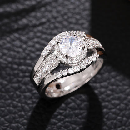 Classic Ladies Ring Silver Paw Set Zirconia Ring Princess Romantic Wedding Party Jewelry Everyday Casual Accessories