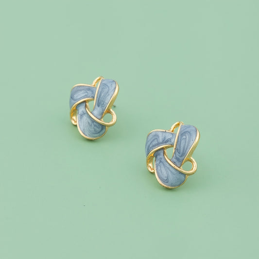 Vintage Geometric Enamel Stud Earrings 14K Gold Plated Bohemian Ladies Jewelry 1 Pair