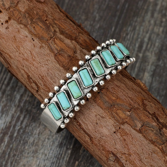 Vintage Western style exaggerated large bracelet, creative 8-piece turquoise bracelet set
