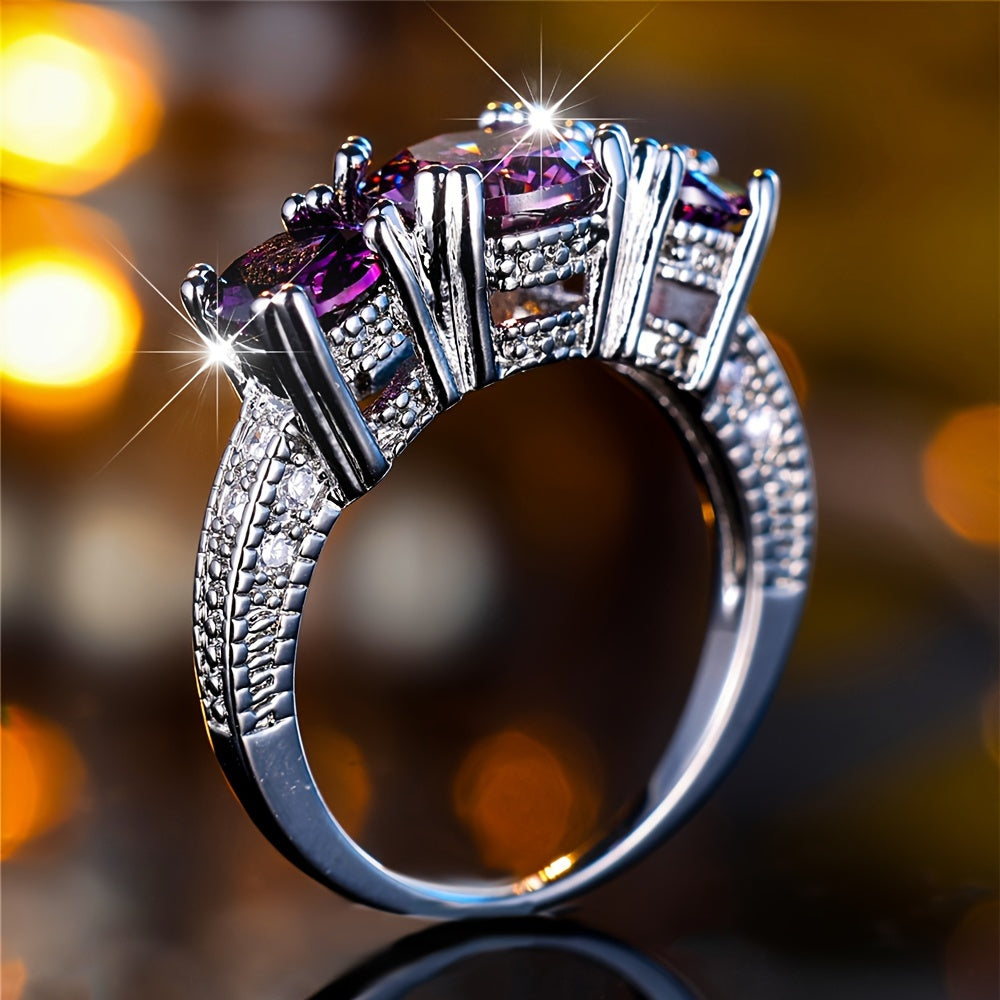 A Ladies Round Synthetic Zirconia Ring Engagement Ring Vintage Wedding Ring Bridal Jewelry