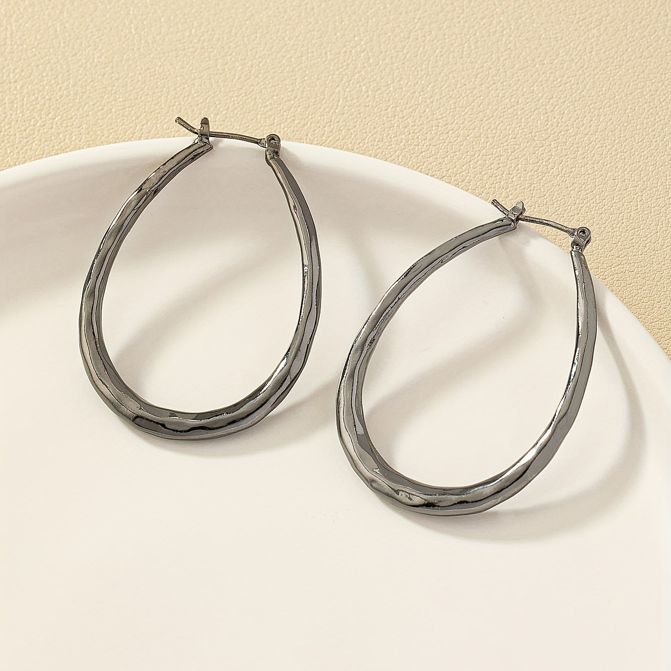 Silver Large U Geometric Loop Earrings Silver Plated Jewelry Banquet Party Holiday Decoration Ladies 1 Pair