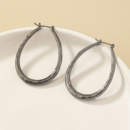 Silver Large U Geometric Loop Earrings Silver Plated Jewelry Banquet Party Holiday Decoration Ladies 1 Pair