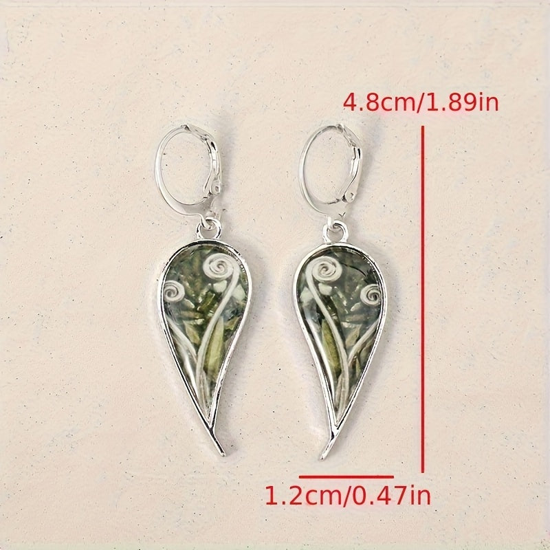 Vintage Bohemian style silver plated alloy stud earrings with floral design and iron studs, low reactive flip stud earrings for women