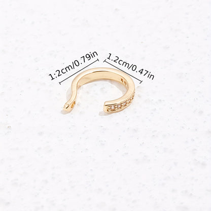 1 elegant 14K gold copper-plated earmuff with synthetic square crystal diamonds, simple and stylish design, suitable for women, daily and gift wear, Spring Festival accessories, four seasons jewelry