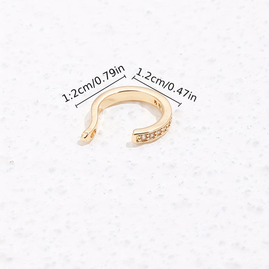 1 elegant 14K gold copper-plated earmuff with synthetic square crystal diamonds, simple and stylish design, suitable for women, daily and gift wear, Spring Festival accessories, four seasons jewelry