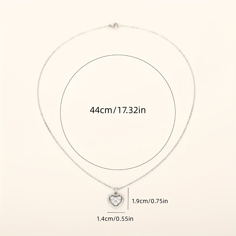 Silver Plated Romantic Bridal Wedding Clavicle Necklace, Ladies Gift Heart Pendant Necklace