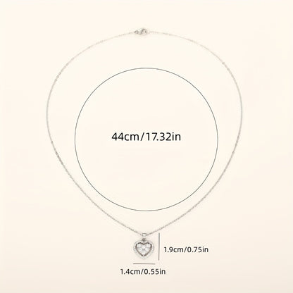 Silver Plated Romantic Bridal Wedding Clavicle Necklace, Ladies Gift Heart Pendant Necklace