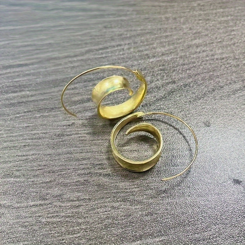 Personalized Round Spiral Leaf Design Gold/Silver Pendant Earrings Vintage Elegant Style Zinc Alloy Silver Plated Jewelry Daily Casual