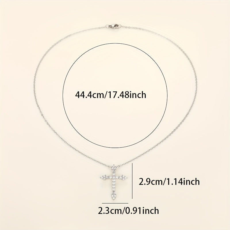Exquisite Zirconia cross pendant necklace, Women's wedding engagement daily wear necklace