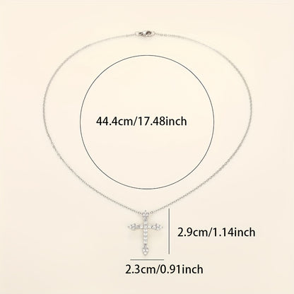 Exquisite Zirconia cross pendant necklace, Women's wedding engagement daily wear necklace
