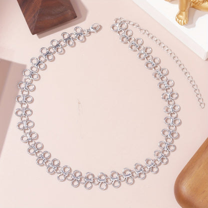Punk Girl Weave Geometric Chain Metal Collar Necklace Music Festival Party Accessories