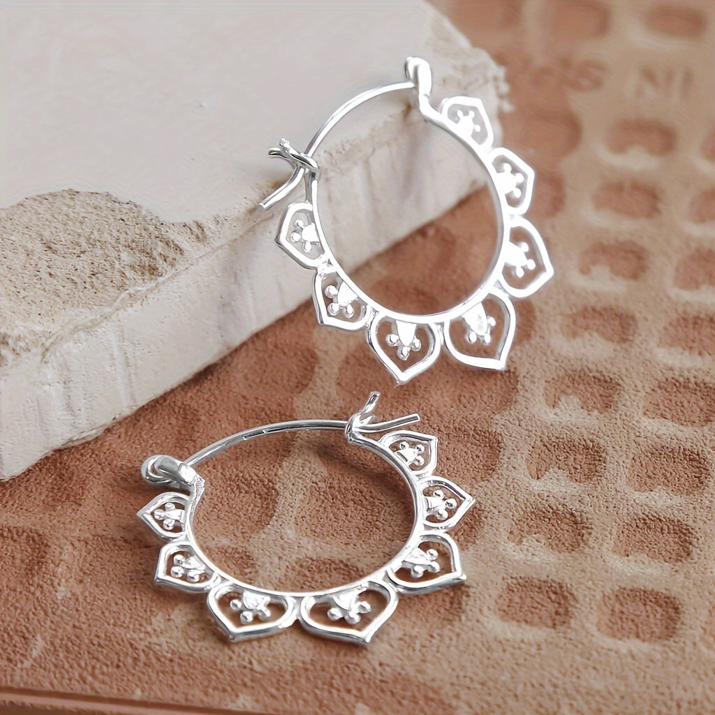 Retro-style ring earrings, jewelry lace round design, unique women's earrings