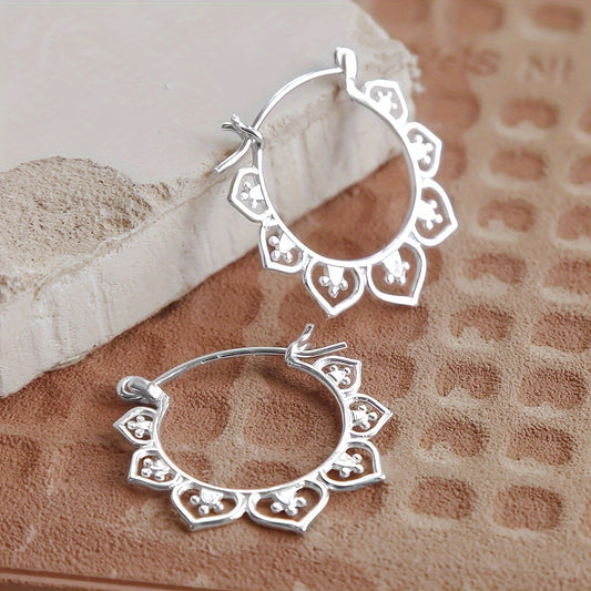 Retro-style ring earrings, jewelry lace round design, unique women's earrings