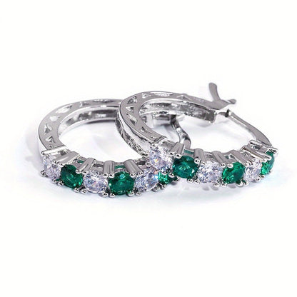 Silver Plated Color Stylish Zircon Earrings Women's, Stylish, Perfect for Any Special Occasion