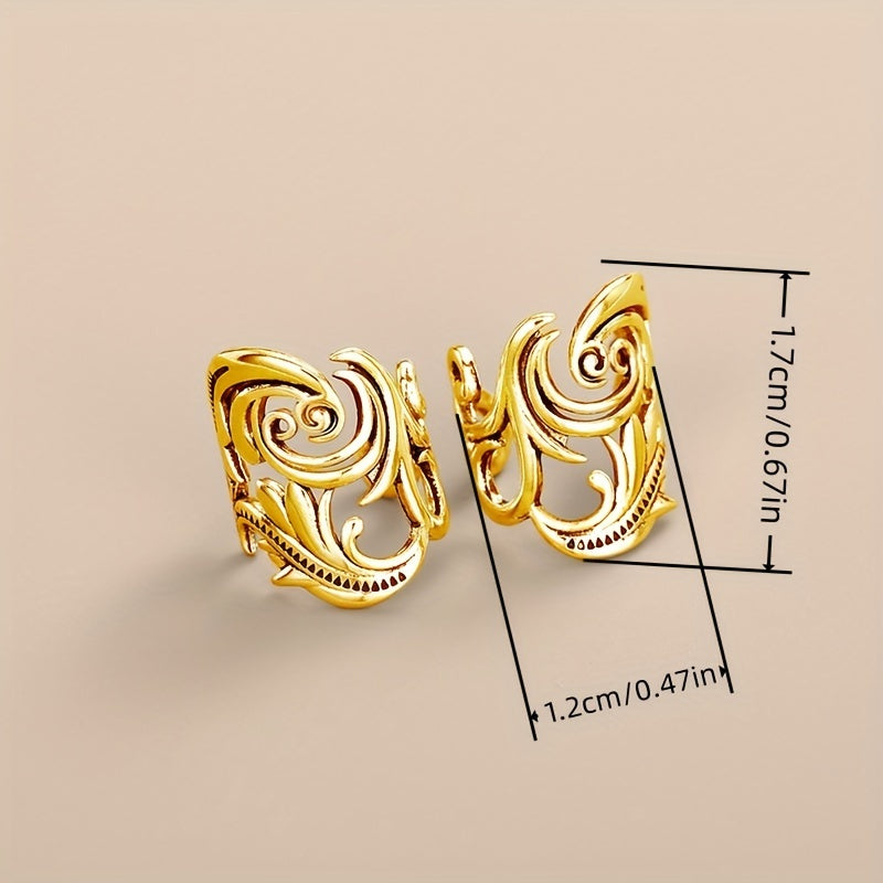 Creative flower sculpture ear full copper jewelry retro punk style unique personality women's earrings