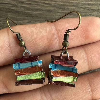 Bohemian Colored Book Pendant Earrings - Alloy, Iron Stud Earrings for Daily and Sports Wear