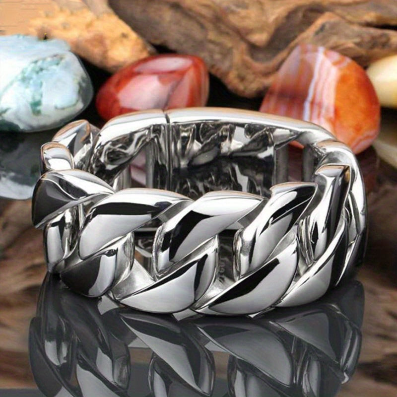 Unisex punk silver-plated twisted chain ring with jewelry party decor