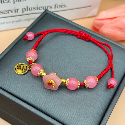1-piece woven red rope Ruyi bracelet Women's Dragon Boat Festival phoenix flower bracelet small fresh begonia flower holiday gift for girlfriend