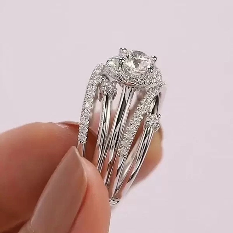 925 silver-plated multi-layer micro-inlaid Zirconia ring, Women's engagement party ring jewelry