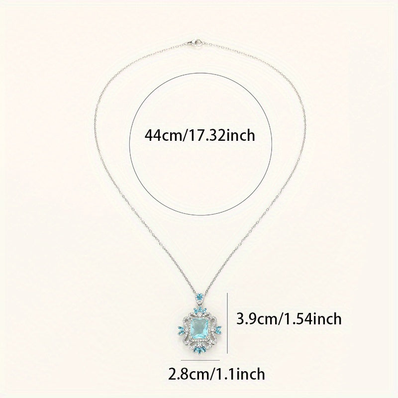Deluxe 925 Silver Plated Aquamarine Pendant Necklace Women's Daily Casual Accessories Party Jewelry (excluding gift box)