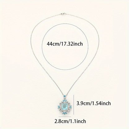 Deluxe 925 Silver Plated Aquamarine Pendant Necklace Women's Daily Casual Accessories Party Jewelry (excluding gift box)