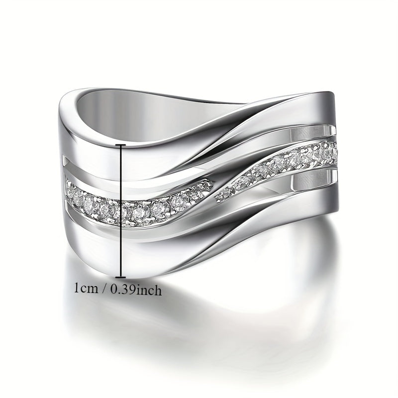 Ladies Bride Engagement Wedding Jewelry Silver Plated Band Ring