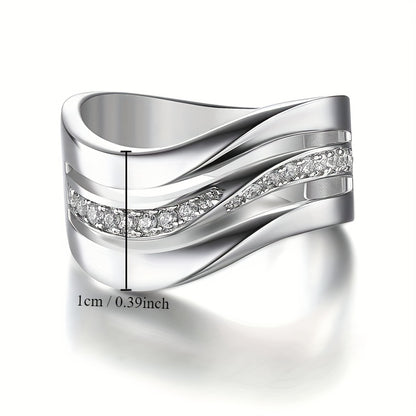 Ladies Bride Engagement Wedding Jewelry Silver Plated Band Ring