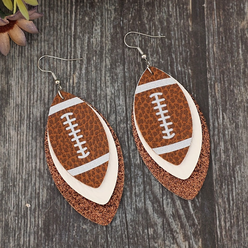 1 pair of sparkling football design pendant earrings, suitable for daily wear and party accessories, perfect for decorating sports enthusiasts