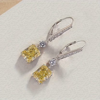 Elegant French Style Yellow Synthetic Gemstone Women's Pendant Earrings - Nickel Free Copper, Perfect for Casual Attire and Special Occasions, Novel Earrings