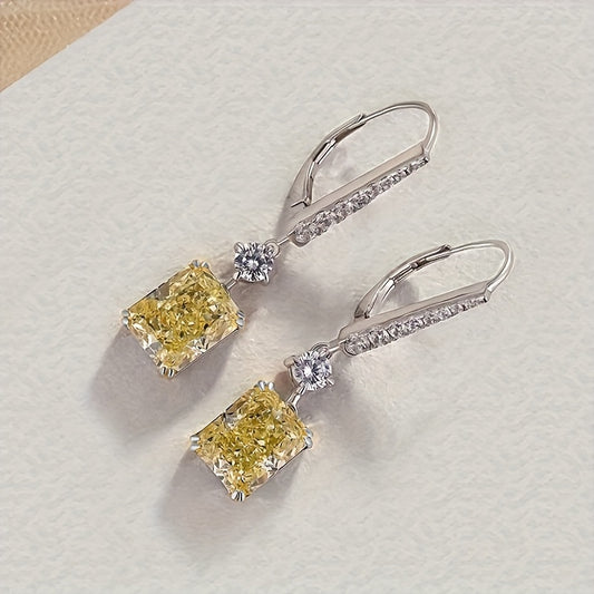 Elegant French Style Yellow Synthetic Gemstone Women's Pendant Earrings - Nickel Free Copper, Perfect for Casual Attire and Special Occasions, Novel Earrings