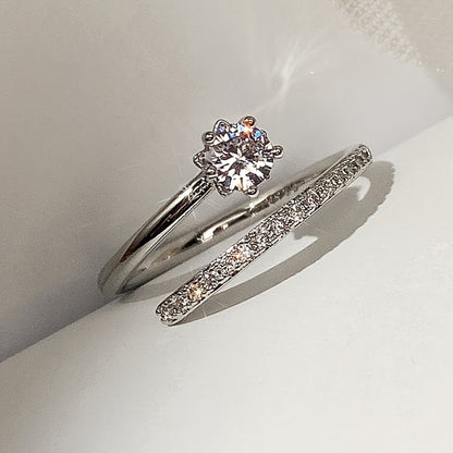 Exquisite 5-claw, zircon, opening, ring, ladies, daily, casual, party, wedding, decoration