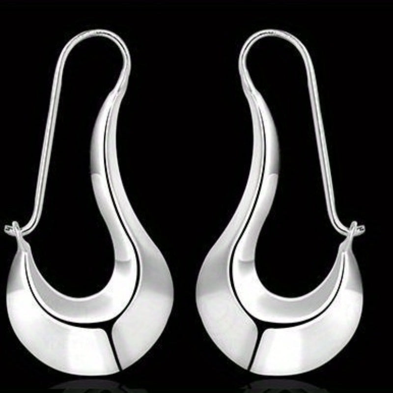 Simple style silver-plated ring earrings, women's daily leisure accessories, drop earrings, birthday gifts for lovers