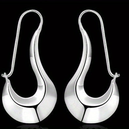 Simple style silver-plated ring earrings, women's daily leisure accessories, drop earrings, birthday gifts for lovers