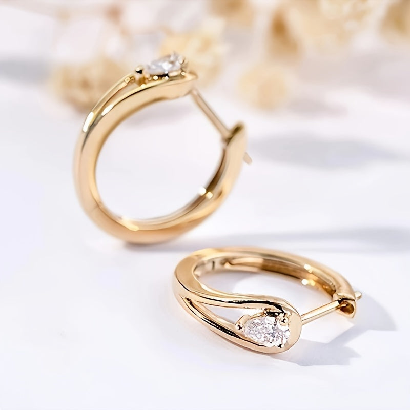 Elegant minimalist style zircon ring earrings, ladies, fashion, daily, party, casual, earrings