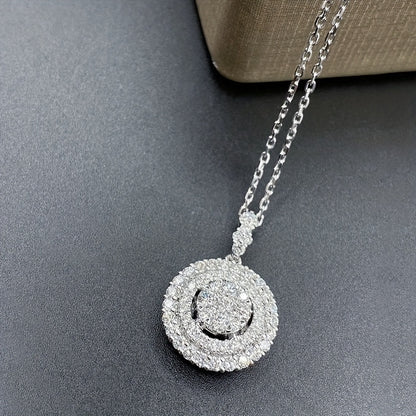 Shiny Round Zirconia Pendant Necklace, Silver Plating, Birthstone, Luxury Jewelry, Engagement, Wedding Party Gifts, Ladies and Girls