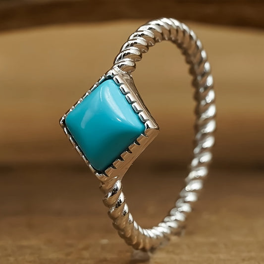 Bohemian ring set with square turquoise symbolizes simplicity and elegance with everyday clothing. The perfect birthday gift for someone you care about very much