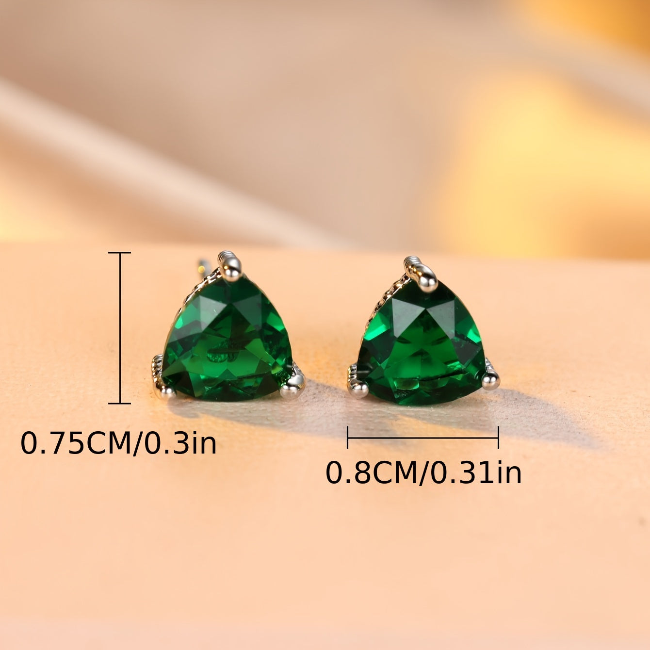 Triangle Cut zirconia Stud Earrings 3 Prongs 18K Gold Plated Copper Ear Jewelry Decorations