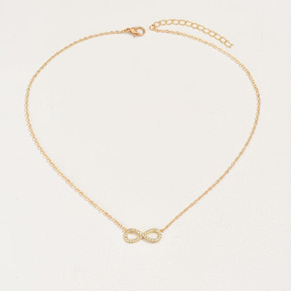 Exquisite Zirconia inlaid infinity symbol 8 letter pendant necklace Women's, holiday popular gift