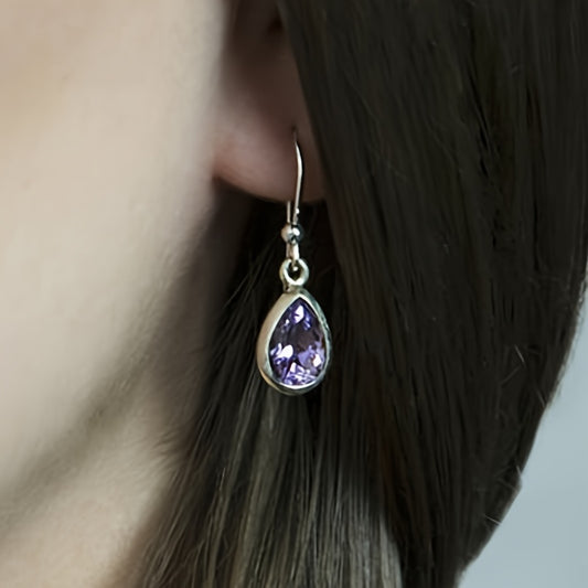 Drop Purple Synthetic Gemstone Decorative Pendant Earrings Bohemian Elegant Style Fashion Women's Earrings